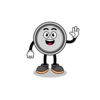 button cell cartoon doing wave hand gesture vector