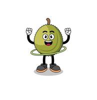 Character Illustration of durian fruit playing hula hoop vector