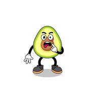 Character Illustration of avocado with tongue sticking out vector