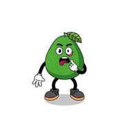 Character Illustration of avocado fruit with tongue sticking out vector