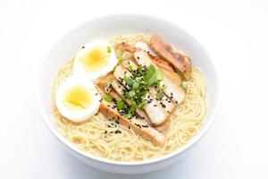 Miso Ramen with egg and pork, homemade Japanese food photo