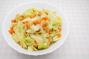 Fried Cabbage With Fish Sauce. it is a simple menu, make the fish sauce to be good smell on the surface of the pan. When sauce is heated, the water will evaporate, leaving only dried salt and fish. photo