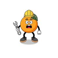 ilustración de personaje de fruta naranja con error 404 vector