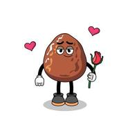 date fruit mascot falling in love vector