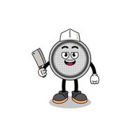 Mascot of button cell as a butcher vector