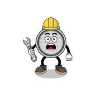 Character Illustration of button cell with 404 error vector