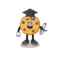 mascota de galleta con chispas de chocolate con pose de graduación vector