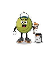 Character mascot of durian fruit as a painter vector