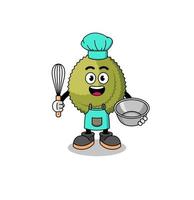 ilustración de la fruta durian como chef de panadería vector