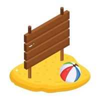 Road signage, an isometric icon of beach board vector