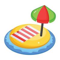 Beach umbrella, an icon designed in 3d style vector