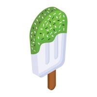 un icono isométrico de paleta, postre helado vector