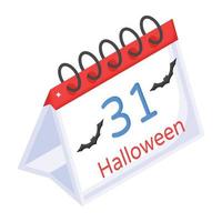 Isometric icon of halloween date with editable facility vector