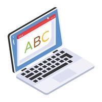 Ready to use isometric icon of online learning vector