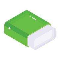 School supplies, isometric icon of eraser vector