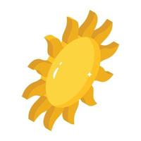 Grab this amazing isometric icon of sun vector