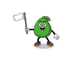 ilustración de dibujos animados de fruta de aguacate con una bandera blanca vector