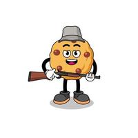 Cartoon Illustration of chocolate chip cookie hunter vector