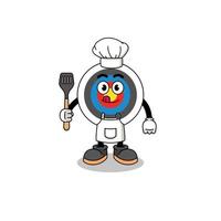 ilustración de la mascota del chef objetivo de tiro con arco vector