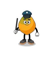 caricatura, ilustración, de, papaya, fruta, policía vector