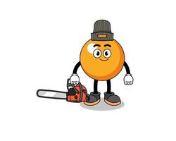 ping pong ball illustration cartoon as a lumberjack vector