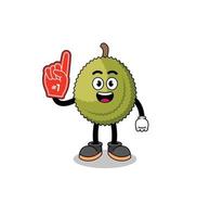 mascota de dibujos animados de los fanáticos número 1 de la fruta durián vector