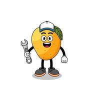 mango fruit illustration cartoon as a mechanic vector