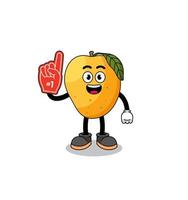 Cartoon mascot of mango fruit number 1 fans vector