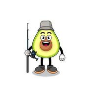 Mascot Illustration of avocado fisherman vector