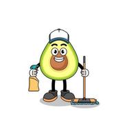 mascota de aguacate como servicio de limpieza vector