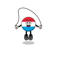 luxembourg mascot cartoon is playing skipping rope vector