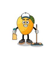 Character mascot of mango fruit as a cleaning services vector