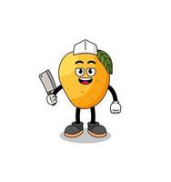 mascota de fruta de mango como carnicero vector