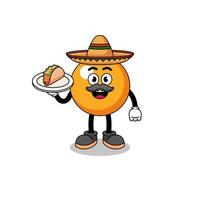 caricatura de personaje de pelota de ping pong como chef mexicano vector