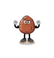 Mascot cartoon of date fruit posing with muscle vector