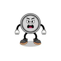 button cell cartoon illustration with angry expression vector