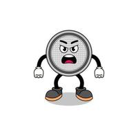 button cell cartoon illustration with angry expression vector