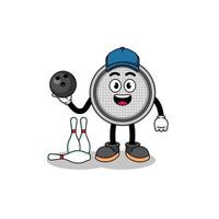 Mascot of button cell as a bowling player vector