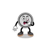 Character Illustration of button cell with tongue sticking out vector