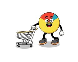 Cartoon of chart holding a shopping trolley vector