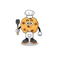 Mascot Illustration of chocolate chip cookie chef vector