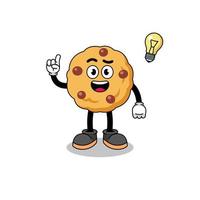 chocolate chip cookie cartoon with get an idea pose vector