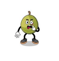 Character Illustration of durian fruit with tongue sticking out vector