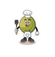 Mascot Illustration of durian fruit chef vector