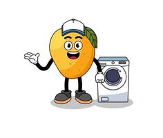 ilustración de fruta de mango como un hombre de lavandería vector