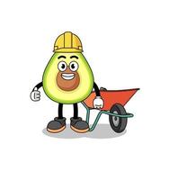 avocado cartoon as a contractor vector