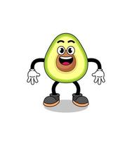 avocado cartoon with surprised gesture vector