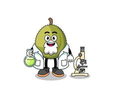 mascota de la fruta durian como científico vector