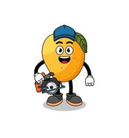 Cartoon Illustration of mango fruit as a woodworker vector