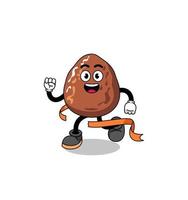 Mascot cartoon of date fruit running on finish line vector